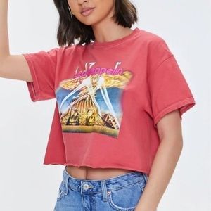 Forever 21 Led Zeppelin raw cut crop tee
